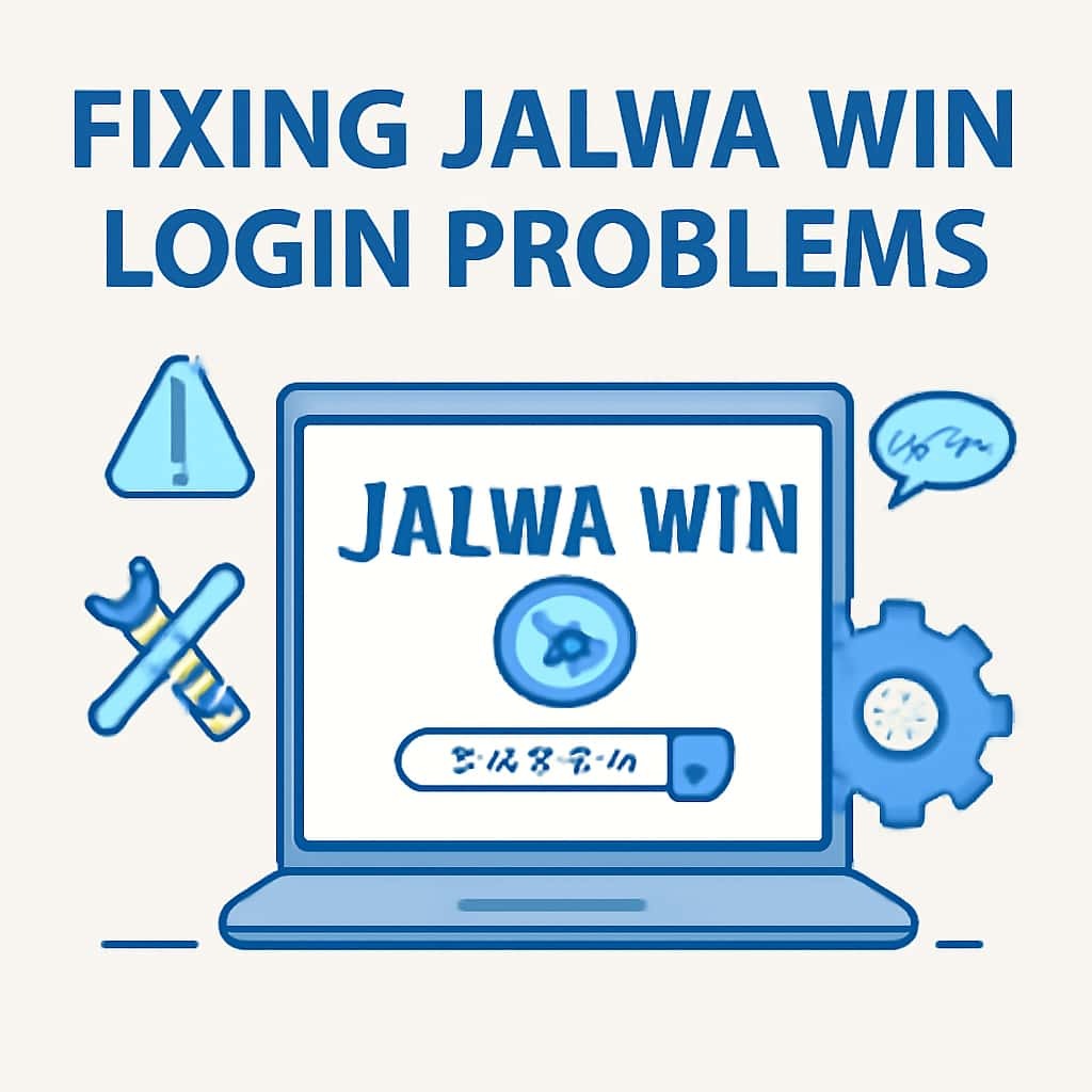 An educational diagram illustrating steps to resolve login issues with Jalwa Win.