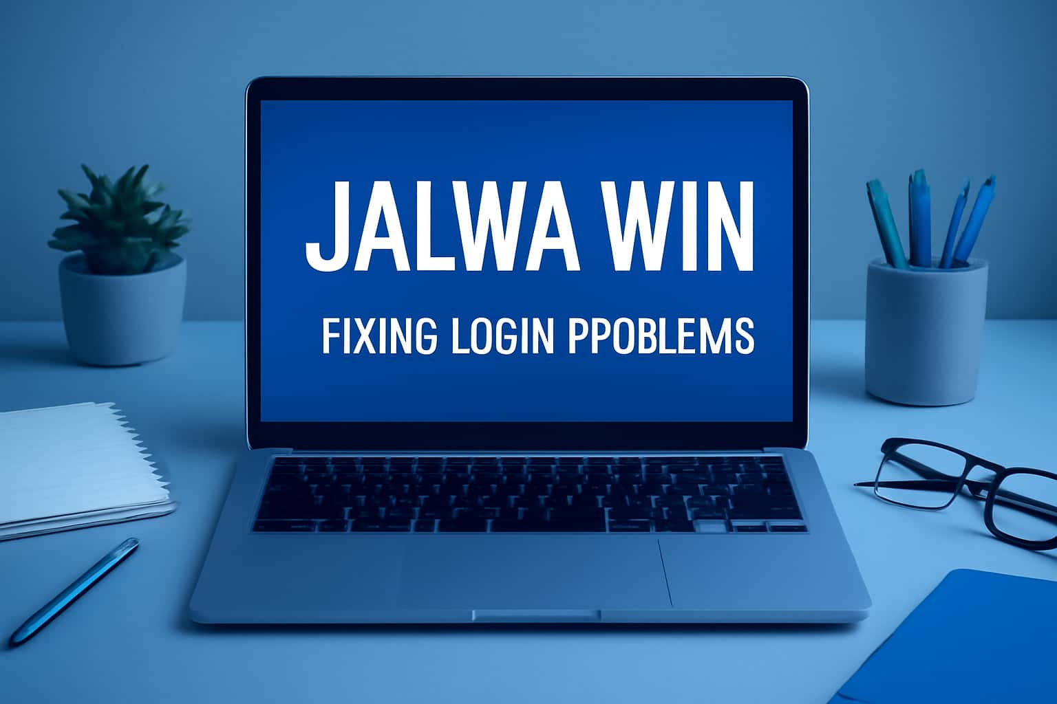 An illustrative scene showing a user troubleshooting Jalwa Win login issues in a calm environment.