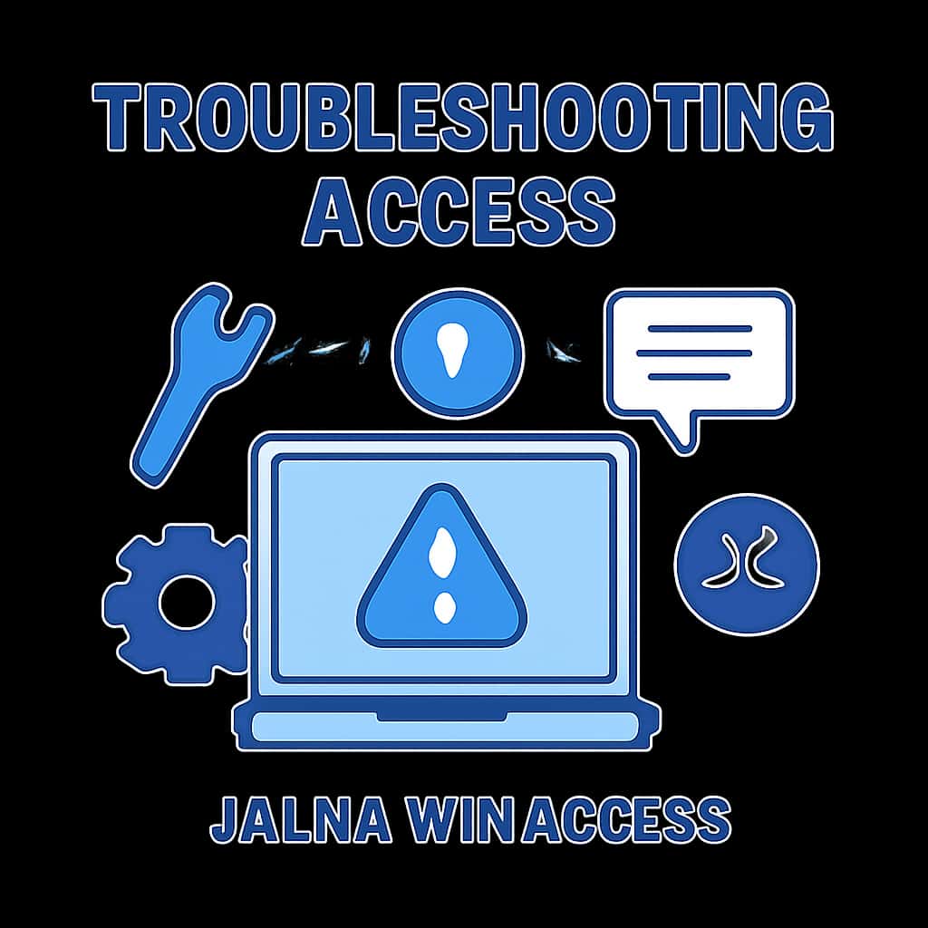 Diagram illustrating troubleshooting steps for Jalwa Win access.