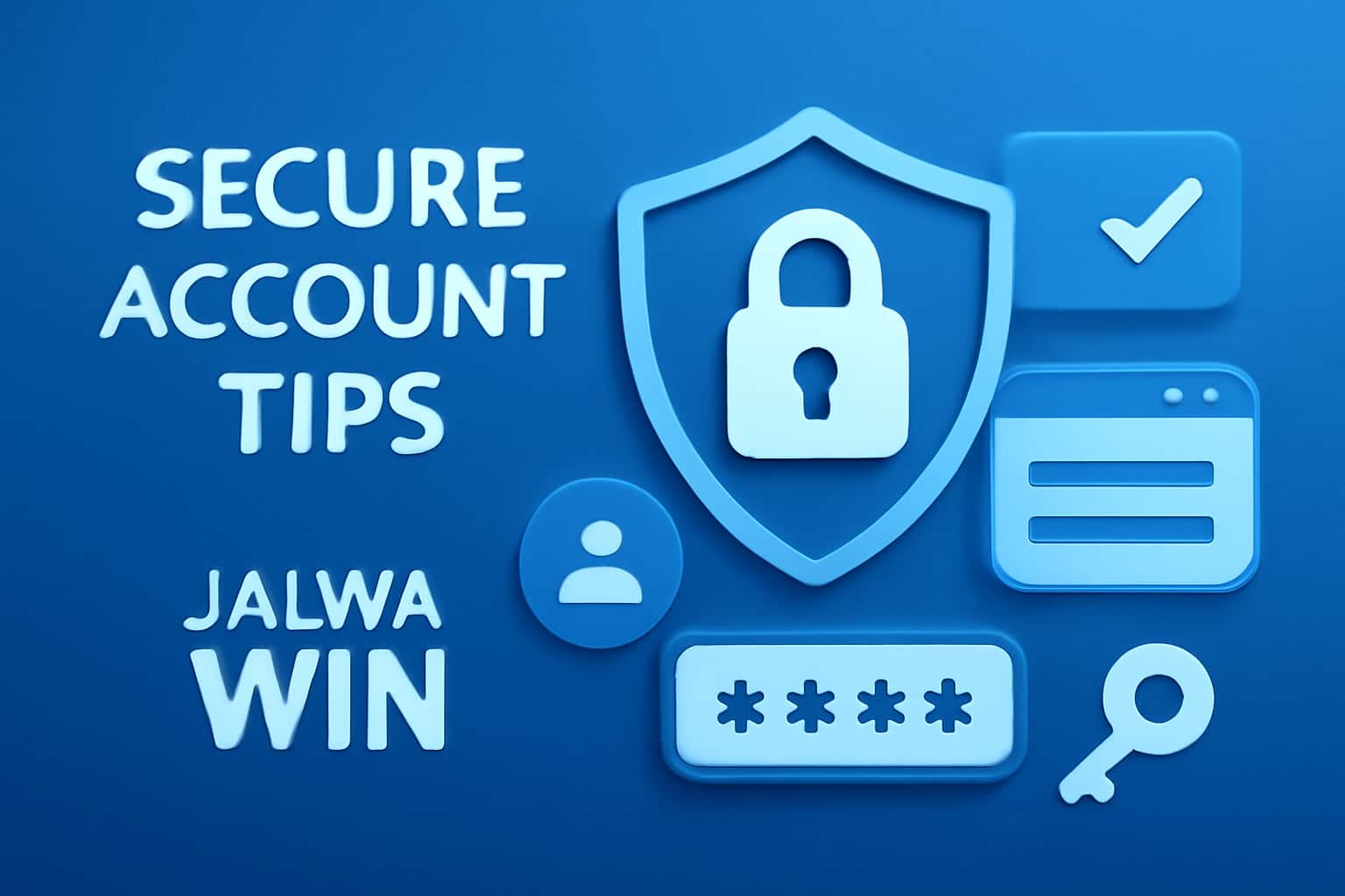 An informational scene illustrating tips for securing a Jalwa Win account.