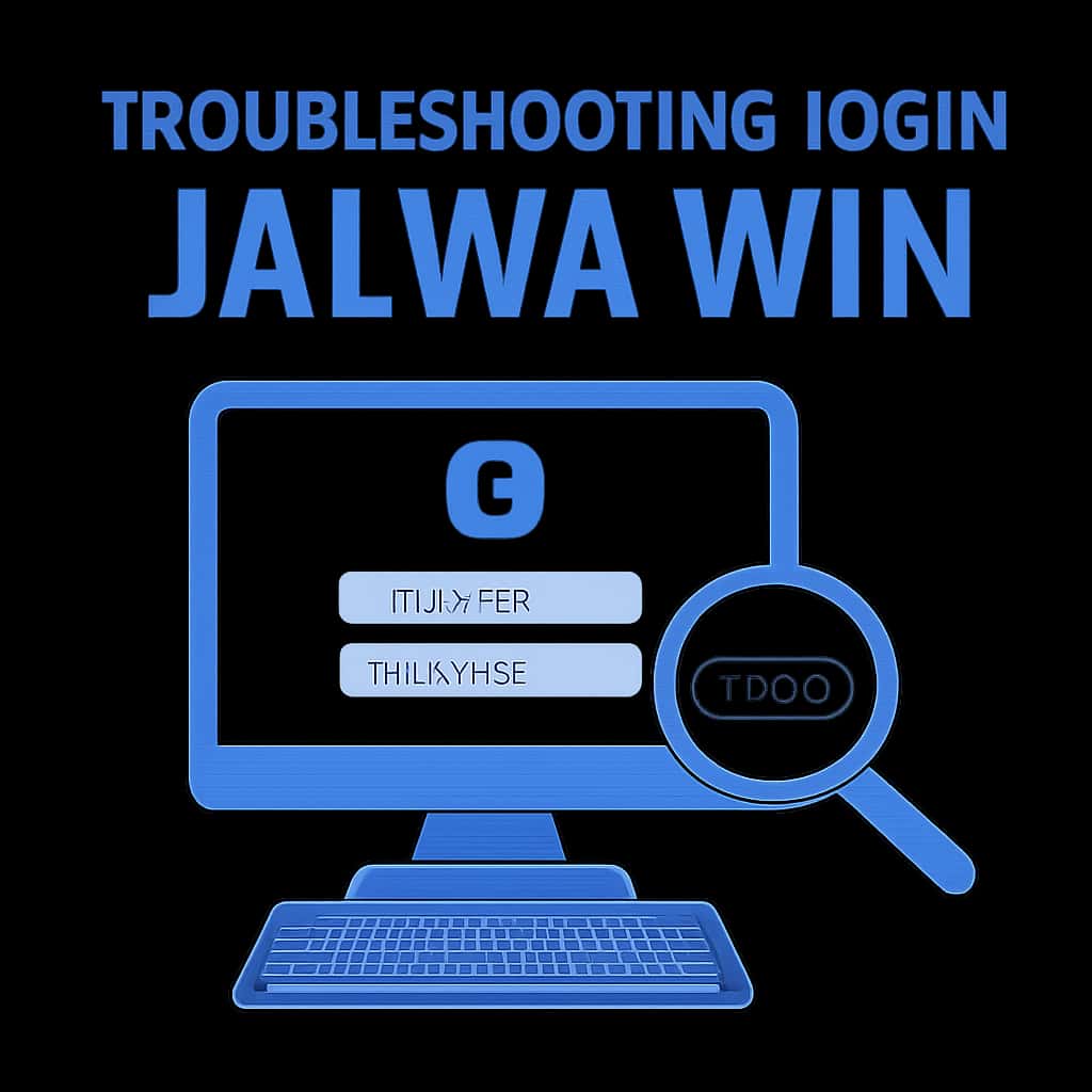 An instructional diagram detailing troubleshooting steps for Jalwa Win login issues.