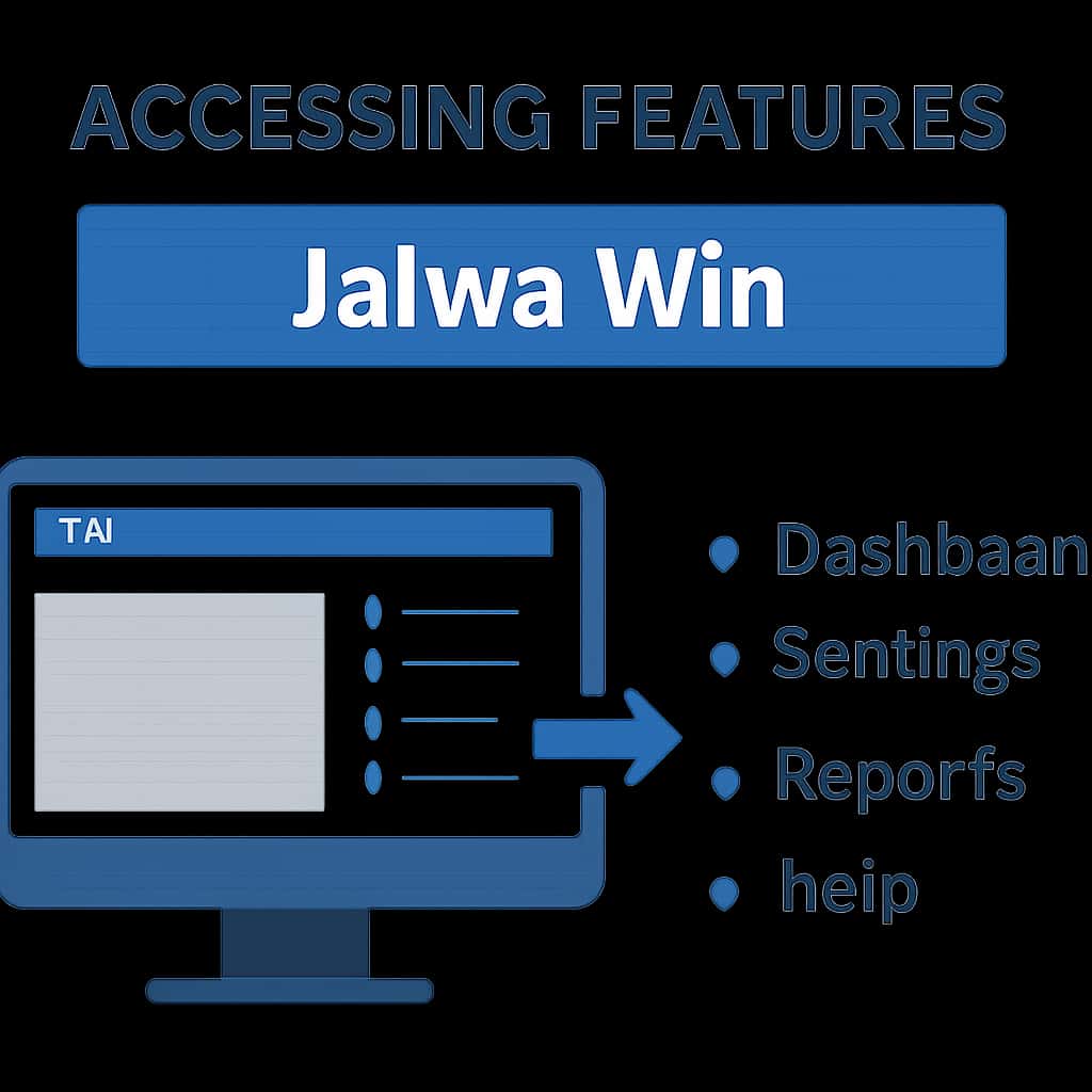 An illustration explaining how to access Jalwa Win features.